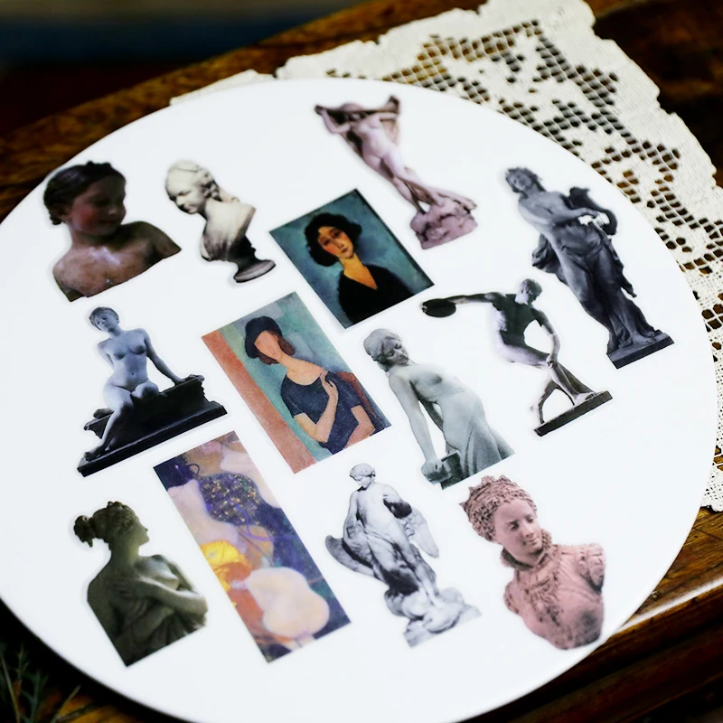 

ZFPARTY 60pcs Vintage art Vellum Paper Stickers for Scrapbooking Happy Planner/Card Making/Journaling