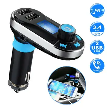 車ワイヤレスラジオアダプタaux MP3 プレーヤーfm変調器ハンズフリーといえばデュアルusb急速充電器bluetooth fmトランスミッタ-
