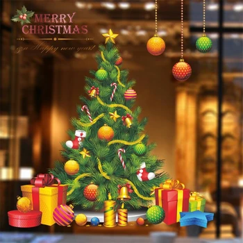 

2021 Merry Christmas wall stickers supermarket window glass decoration wall decal Christmas decorations