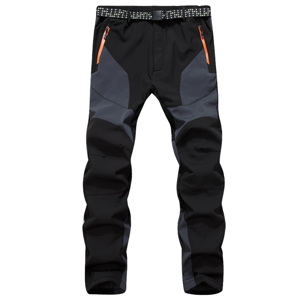 Men With Belt Outdoor Sports Soft Shell Hiking Pants Trekking Travel Winter Waterproof Training Warm Windproof Snowboard Long | Спорт и