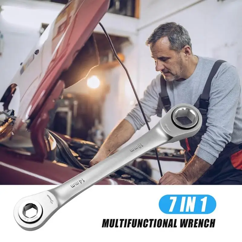 7-в-1 7 шт./компл. мульти-функциональные высокое качество гнездо для шлица «звездочка» Набор торцевых гаечных ключей быстрая офсетная печать гаечный ключ с трещоткой инструмент для ремонта автомобилей Наборы