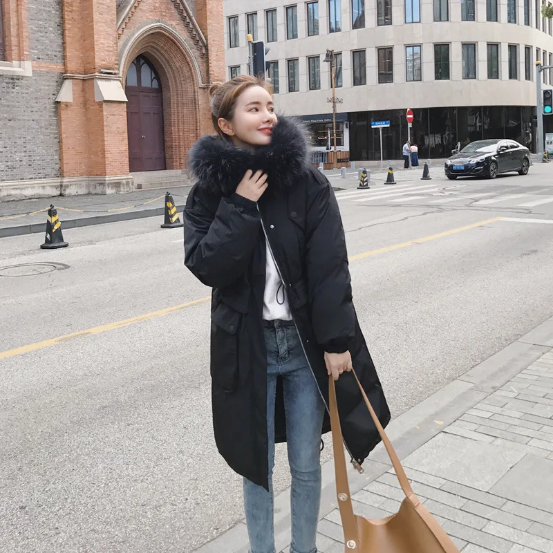 

2019 Winter New Style down Jacket Cotton-padded Clothes WOMEN'S Dress Korean-style Loose-Fit Mid-length over-the-Knee Large Size