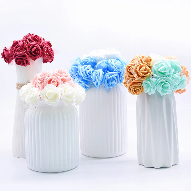 30 шт. 4 см искусственные пенные цветы розы Искусственные цветы Букет невесты подарок на день рождения самодельный венок домашний декор