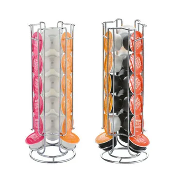 

TTLIFE Metal Coffee Pod Holder Iron Chrome Plating Stand Coffee Capsule Storage Rack 18pcs Dolce Gusto Capsule Large Capacity