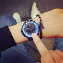 Creative Concept Brand Personality Smart Style Leather Strap Minimalist Waterproof LED Watch Men’s Women’s Couple Watches Reloj