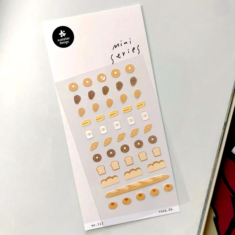 Stickers Korean Suatelier Mini Scrapbooking Bakery Bread Cute Diary Sticker Junk Journal Album DIY Decoration Craft Stationery