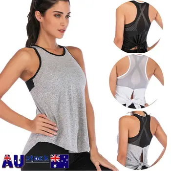 

Hirigin Women Fitness Sports Tanks Sleeveless Mesh Back Breathable Yoga Shirts Top Running Gym Athletic Vest Quick Dry