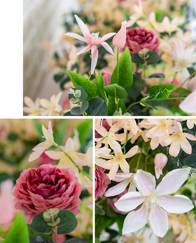 Custom 1m wedding backdrop arch decor artificial flower row decor flower arch road lead flower arrangement silk flower wall 1pc