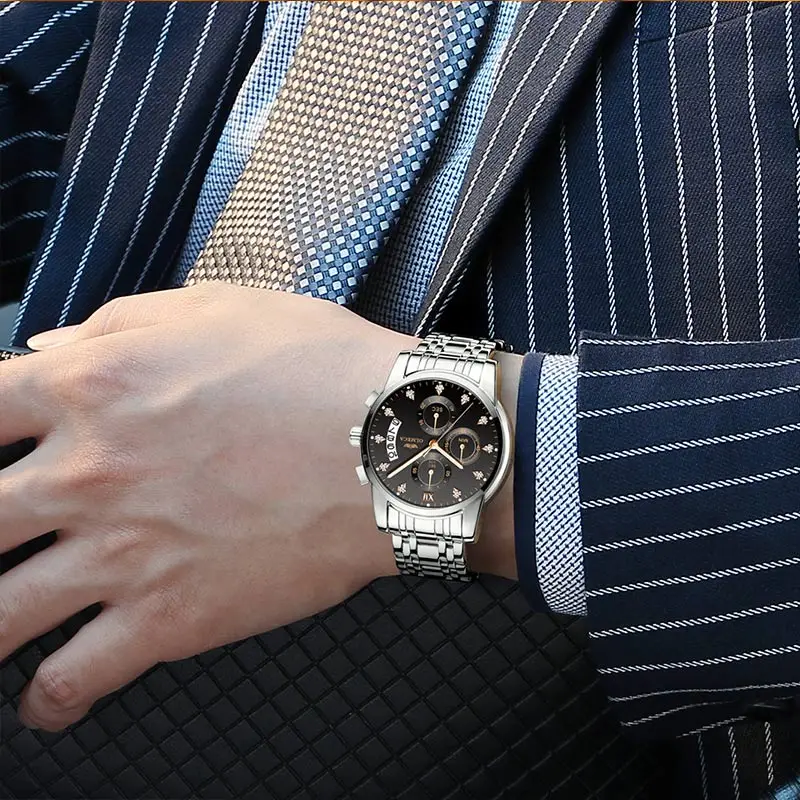 Reloj Hombre мужские часы OLMECA модные деловые мужские часы брендовые Роскошные наручные часы с ремешком из нержавеющей стали Кварцевые часы 0827
