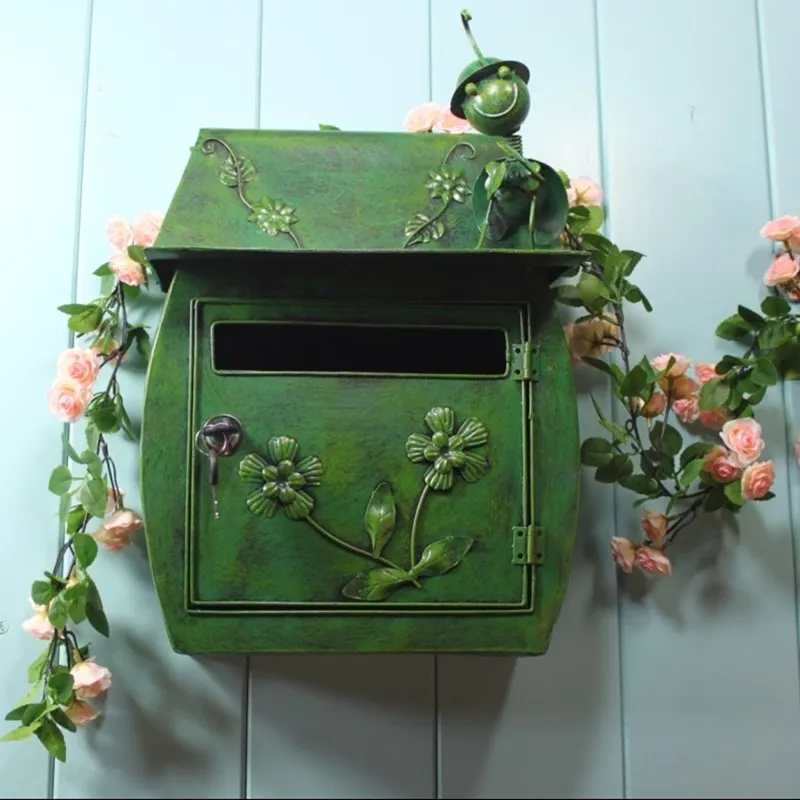Винтажный Ретро настенный почтовый ящик с ключом замок почтовый ящик открытый двор дверь крыльцо висячие украшения - Цвет: 001