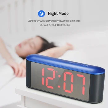 

New Digital Touch Control LED Mirror Clock USB Powered 12H/24H Display Alarm Clock Snooze Function Adjustable Luminance Clocks