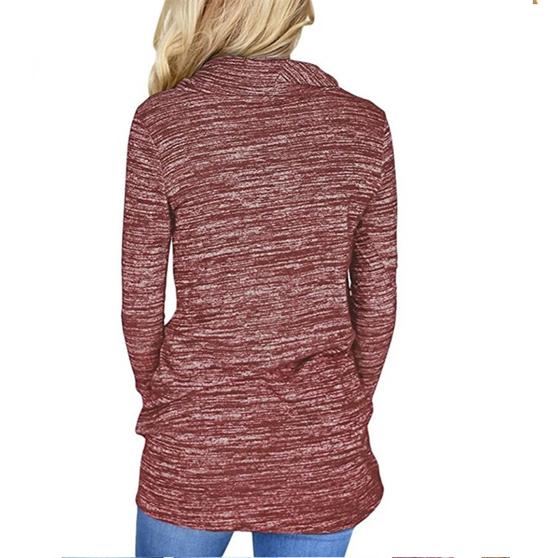 Spring Autumn Pocket Casual Long Coat Women T-Shirt Round neck Long-Sleeved Slim Ladies fashion Streetwear T-shirt Top
