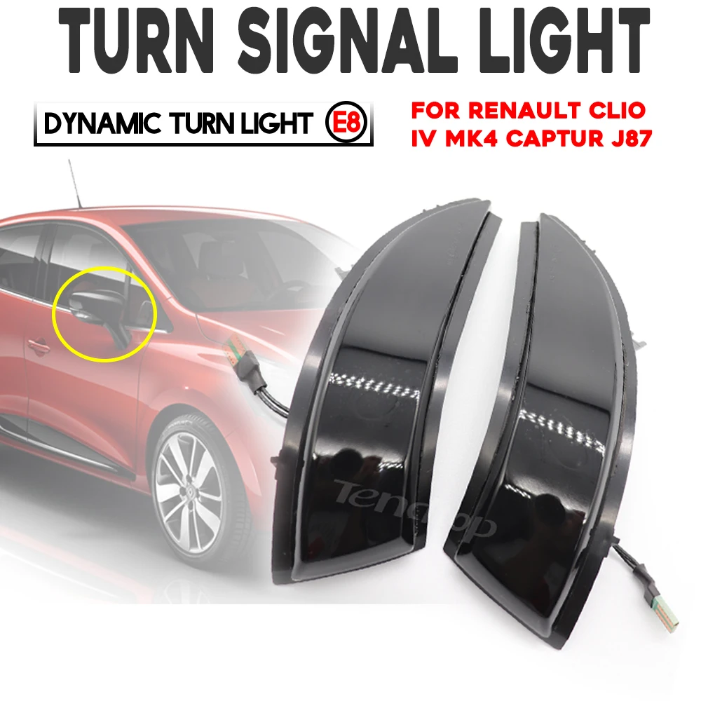 

2Pcs/Lot For Renault Clio IV MK4 Captur J87 Car Accessories Dynamic Turn Signal Light LED Mirror Sequential Indicator Lamp