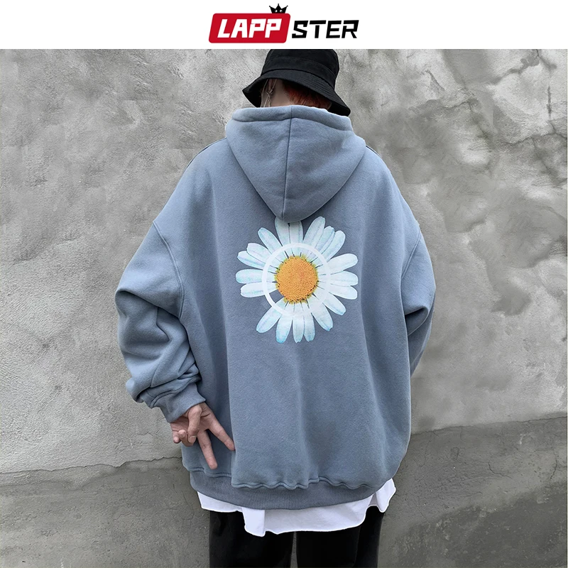 LAPPSTER Men Flower Fleece Hooded Hoodies 2020 Autumn Mens Oversized Korean Fashions Sweatshirts 5 Colors Black Hip Hop Hoodie LAPPSTER Men Flower Fleece Hooded Hoodies 2020 Autumn Mens Oversized Korean Fashions Sweatshirts 5 Colors Black Hip Hop Hoodie