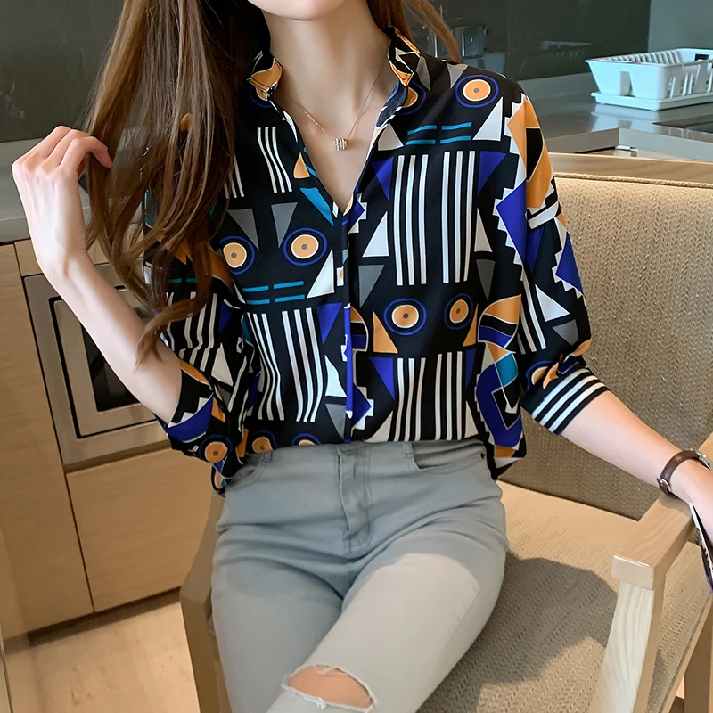 Oversize Funny Blouse Women 2020 Summer Casual Tops Shirt Womens Short Sleeve Streetwear Print Geometric Tops and Blouses Woman