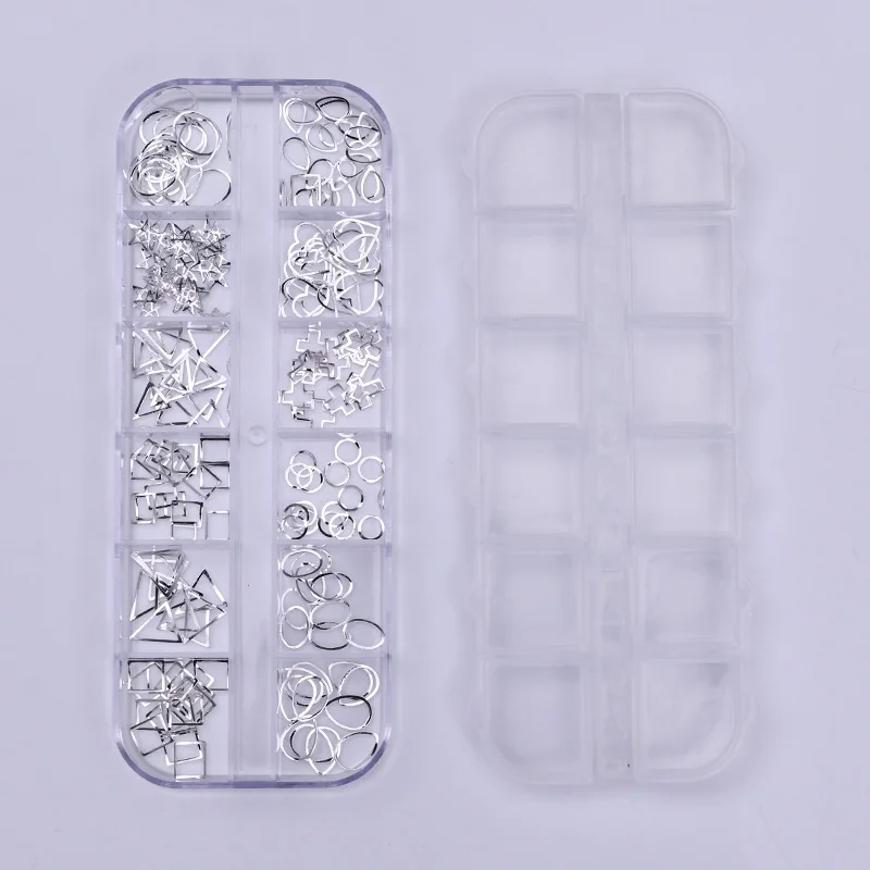 SILVER 1 коробка разных размеров стеклянные стразы смешанные цвета плоская задняя AB Хрустальные Стразы 3D Шарм драгоценные камни DIY маникюр Дизайн ногтей украшения - Цвет: SILVER