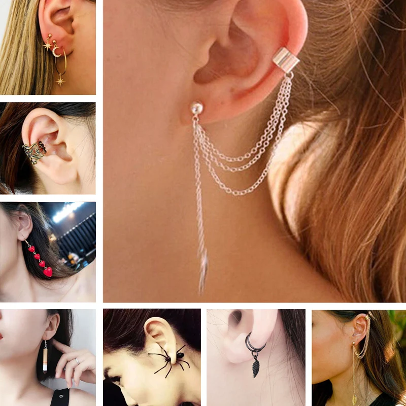 

2019 Stud Earrings For Women Feather Tassel Cat Star Spider Brincos Ear Cuff Fashion Jewelry earrings for women