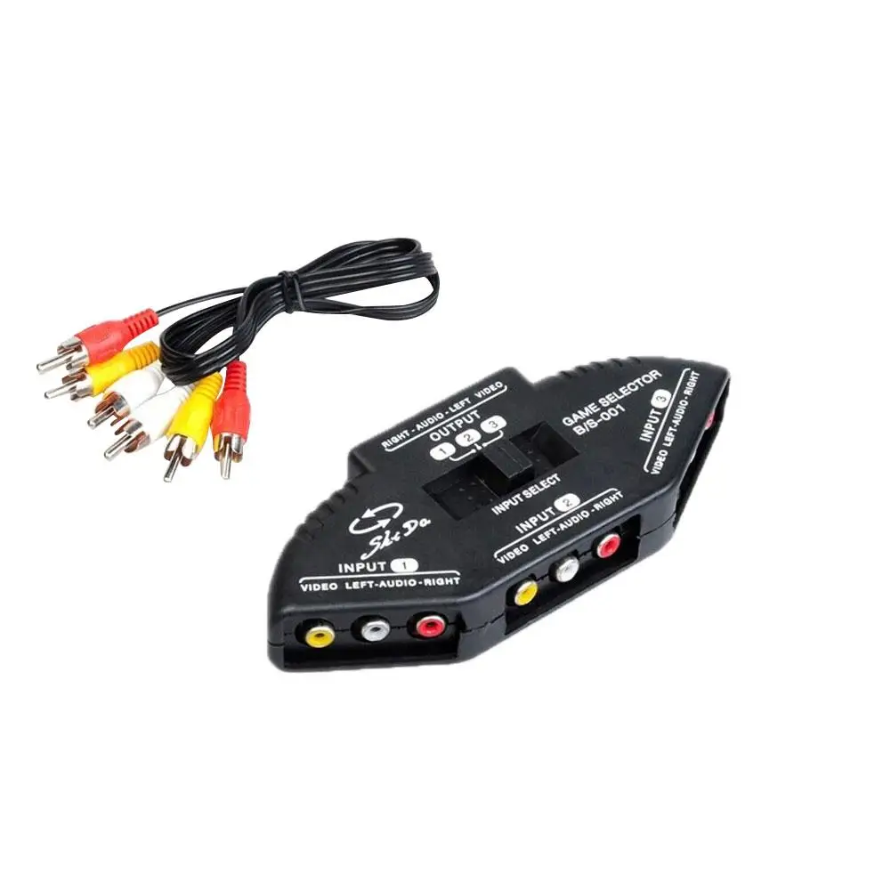 

3 in 1 Out Audio Video Signal Switcher AV Cable Connector Selector Splitter Box
