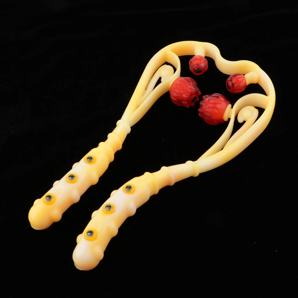 4 Ball Durable PP Manual Handheld Neck Shoulder Body Pain Stiffness Soreness Stress Fatigue Relief Stick Wand w/Anti-slip Handle