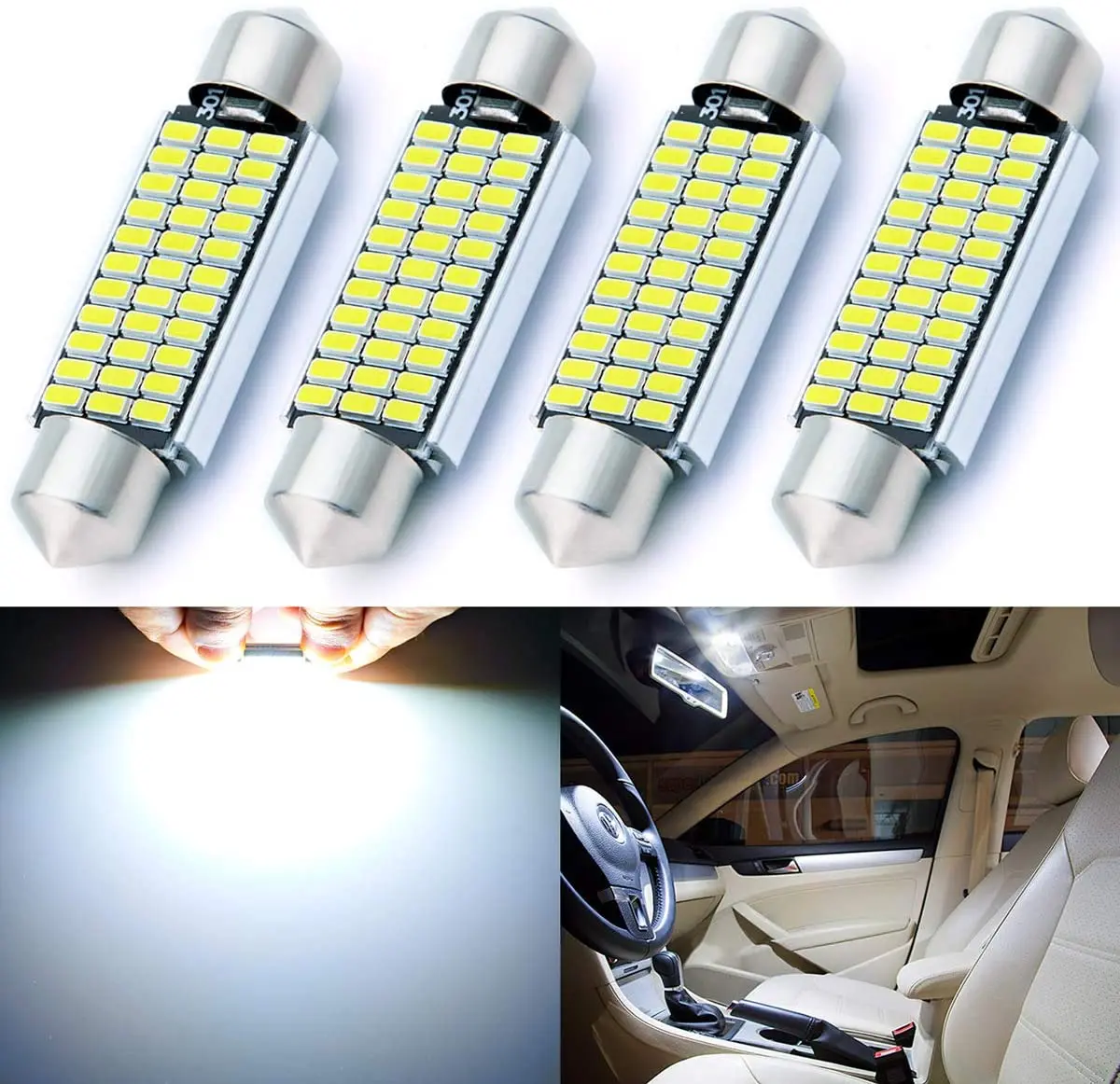 

6PCS C10W C5W LED Canbus Festoon 31mm 36mm 39mm 42mm for car Bulb Interior Reading Light License Plate Luggage Trunk Lamp White