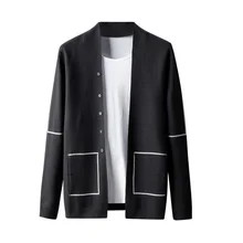 Осенний вязаный кардиган мужской модный однотонный повседневный мужской вязаный свитер мужской уличная дикая пара вязаный кардиган M-3XL
