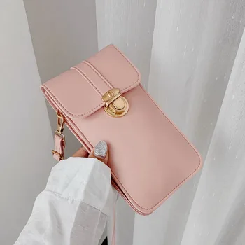 

Litthing Touch Screen Mobile Phone Purse Smartphone Leather Mini Wallet Bag with Shoulder Strap Waterproof Touch Bag for Women