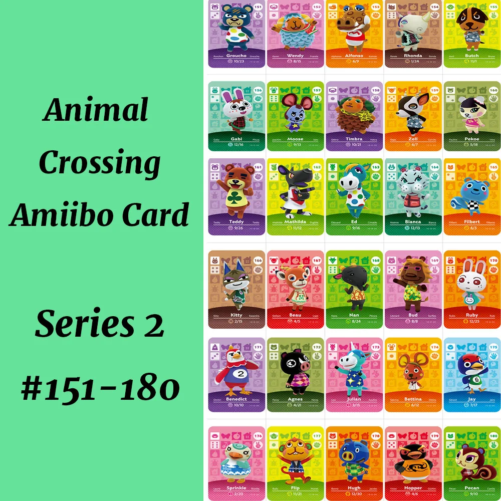 

Series 2(151-180) Animal Crossing Card Work for NS Game Amiibo Card Support NFC
