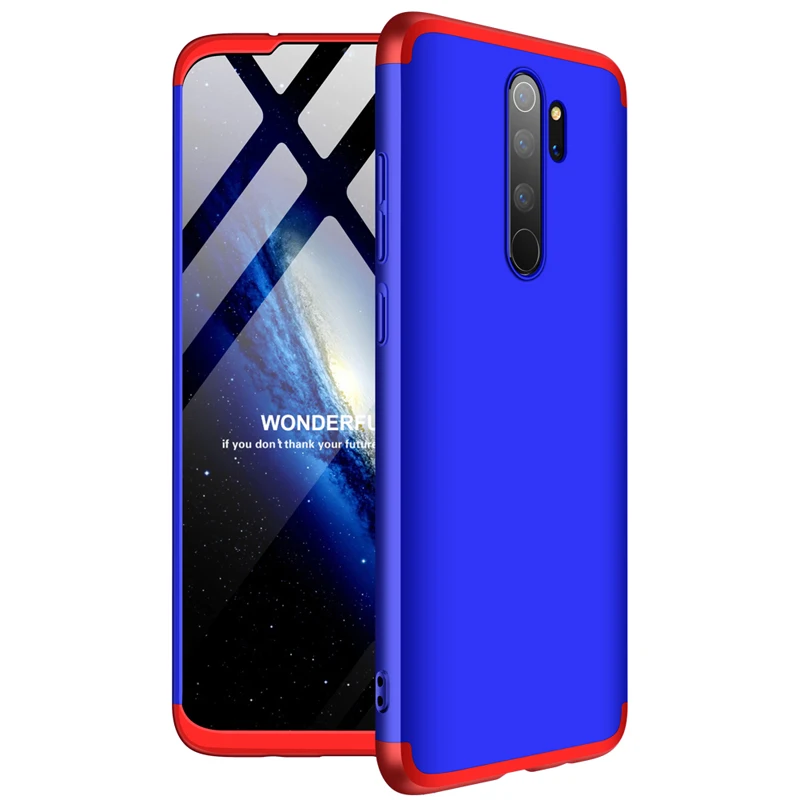 10 шт./партия для Xiaomi Redmi Note8 Pro 360 полная защита чехол для телефона для Redmi Note 8 Pro Чехол 3 в 1 ультра тонкий жесткий чехол из поликарбоната - Цвет: Red and blue