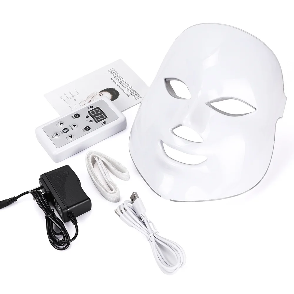 Baratos Foreverlily belleza fotón LED máscara Facial terapia 7 colores de luz para el cuidado de la piel rejuvenecimiento arruga eliminación de acné cara belleza Spa