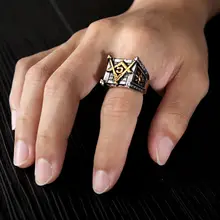  New Thai silver sun moon geometric ring designer original unique craft punk style domineering exaggerated men's jewelry 