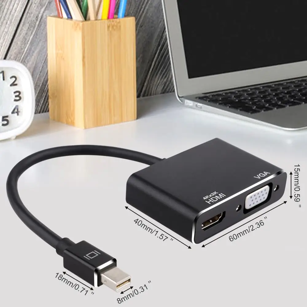 Переходник Mini DisplayPort на HDMI VGA DIV 4k Thunderbolt 2 конвертер DP кабель для MacBook 13 Surface Pro 4