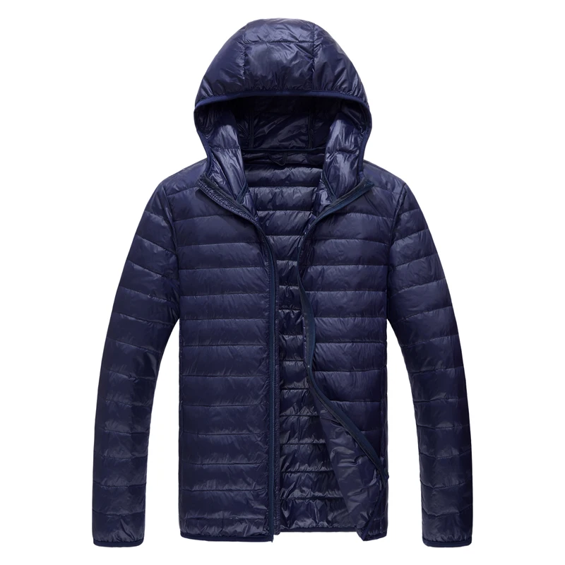  Men's lightweight down jacket Men's solid color simple casual hooded large size down jacket men's s