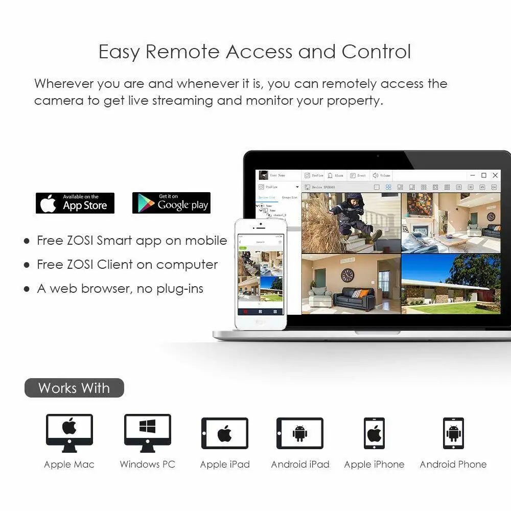 ZOSI 1080P 2.0MP 8CH Гибридный 4 в 1 HD TVI CCTV DVR H.264 HDMI сеть P2P Бесплатное мобильное приложение