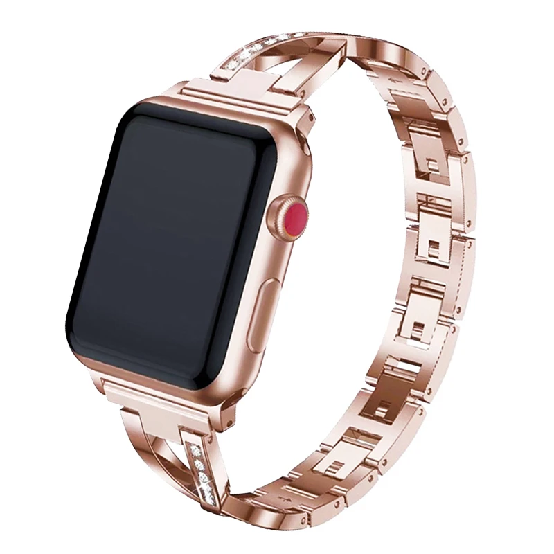С украшением в виде кристаллов алмаза, ремешок из нержавеющей стали применяются к apple watch4/3/2/5 серия 38, 42 мм спортивный ремешок 40 мм 44 наручных часов iwatch, в едином положении во время занятий легкой атлетикой, аксессуары