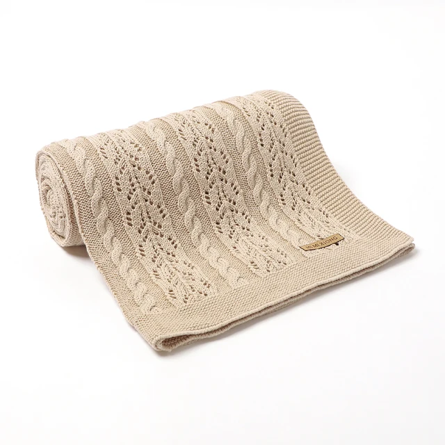 couette bebe tricotées pour nouveau-né garçon fille, couverture d'emmaillotage en mousseline – Image 3