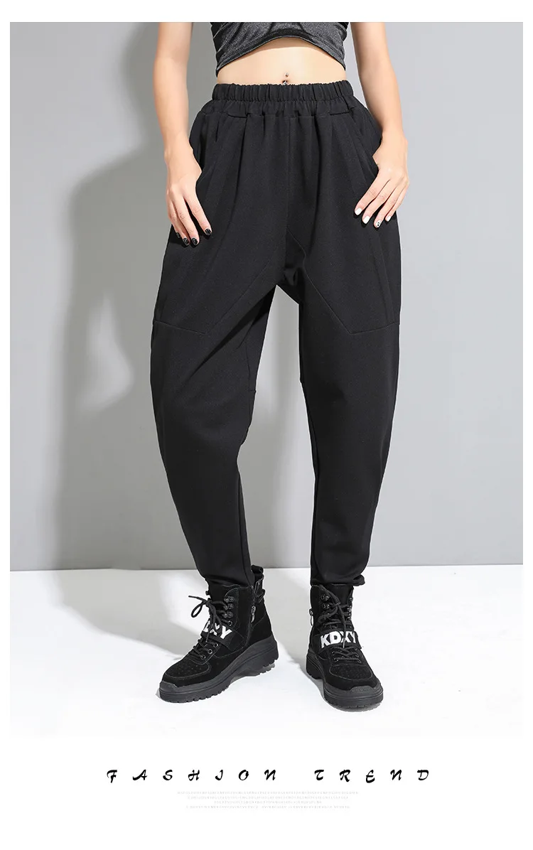 Новое поступление, женские штаны-шаровары, осень и зима, новые женские повседневные штаны с эластичной резинкой на талии, узкие свободные брюки