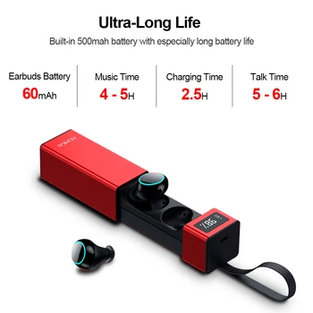 

наушникTWS Wireless Bluetooth V5.0 Earphones Stereo Earbuds IPX7 Waterproof Bluetooth earphone With Mic and led display Charging