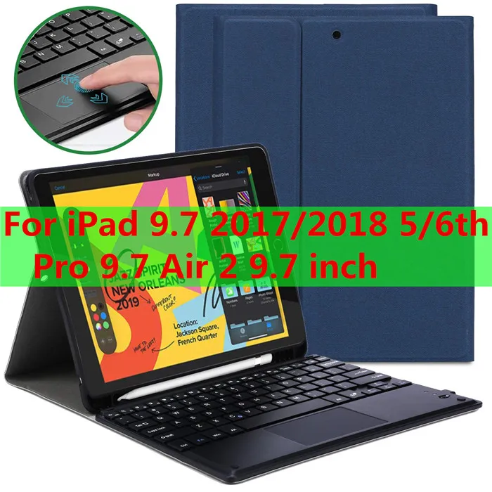 Touchpad-9706-blue Тачпад Клавиатура Чехол для iPad 9,7 Air 3 10,5 Pro 11 mini 5 7,9 дюймов Чехол коврик для мыши и клавиатуры Чехол для iPad 9,7 чехол - Цвет: Touchpad-9706-blue