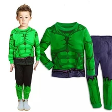 Милые детские пижамные комплекты «Халк» Детская одежда для сна Футболка с рукавами+ брюки Одежда для мальчиков Пижама для маленьких детей модные топы+ штаны