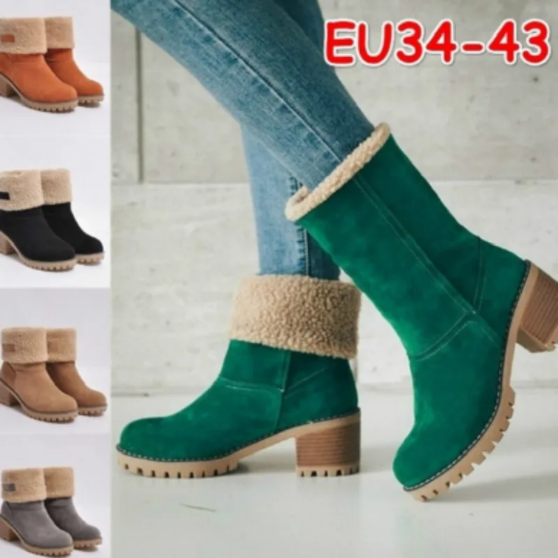 KAMUCC New Women Boots Winter Outdoor Keep Warm Fur Boots Waterproof Women's Snow Boots Thick Heel With Round Head Short Boot KAMUCC New Women Boots Winter Outdoor Keep Warm Fur Boots Waterproof Women's Snow Boots Thick Heel With Round Head Short Boot