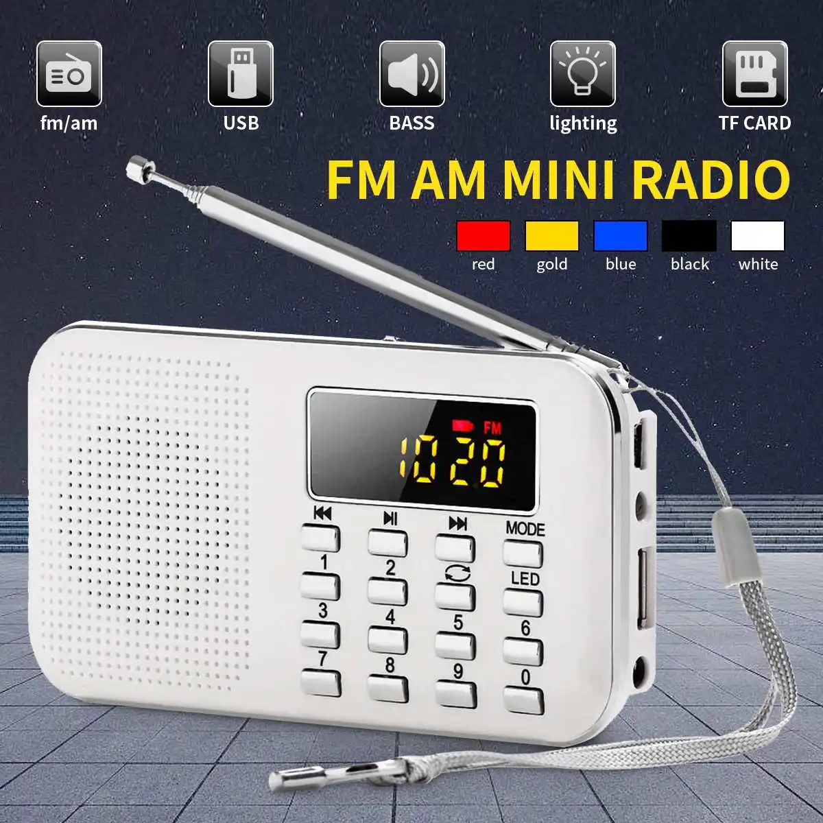 Портативное радио FM/AM/SW мировой приемник MP3 плеер Rec рекордер с таймером сна черный FM радио рекордер мини радио