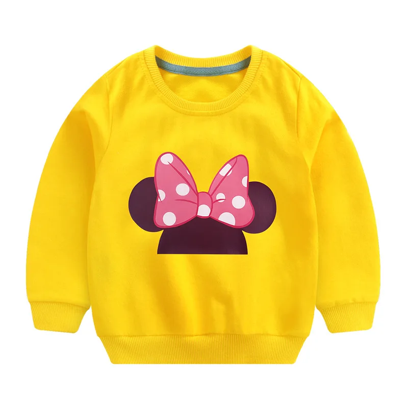 Yellow 001 Пуловер с героями мультфильмов г. Весенне-осенняя футболка для детей, толстовка с Микки Маусом, топы, футболка с длинными рукавами одежда для маленьких мальчиков и девочек - Цвет: Yellow 001