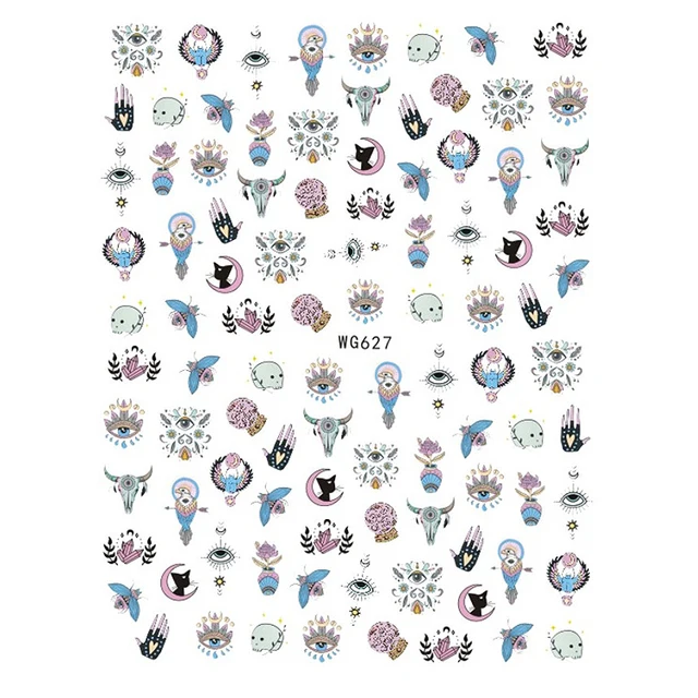 10PCS Brand Snake Sun Eagle Nail Art Sticker Color Eye of the World Nail Art Decoration Repair Decal Slider WG627