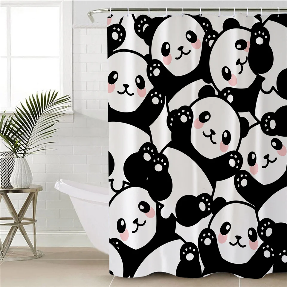 Постельные принадлежности Outlet Panda занавески для ванной комнаты мультфильм животных занавески для душа Единорог водонепроницаемый для ванной занавески с крючками 180x200 см