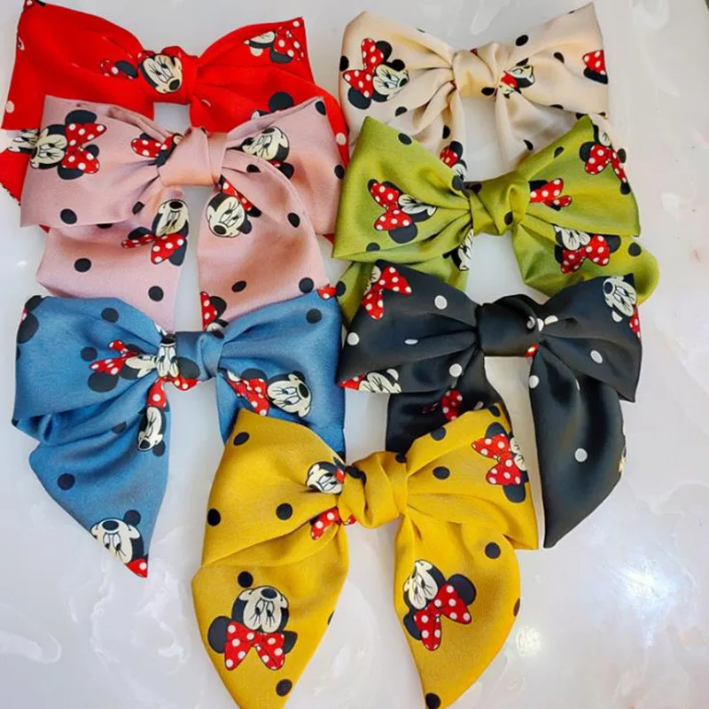 Disney cute Minnie Mickey lady  hair clip doll accessories hair pin bow headwear girl birthday gift princess kid head clip