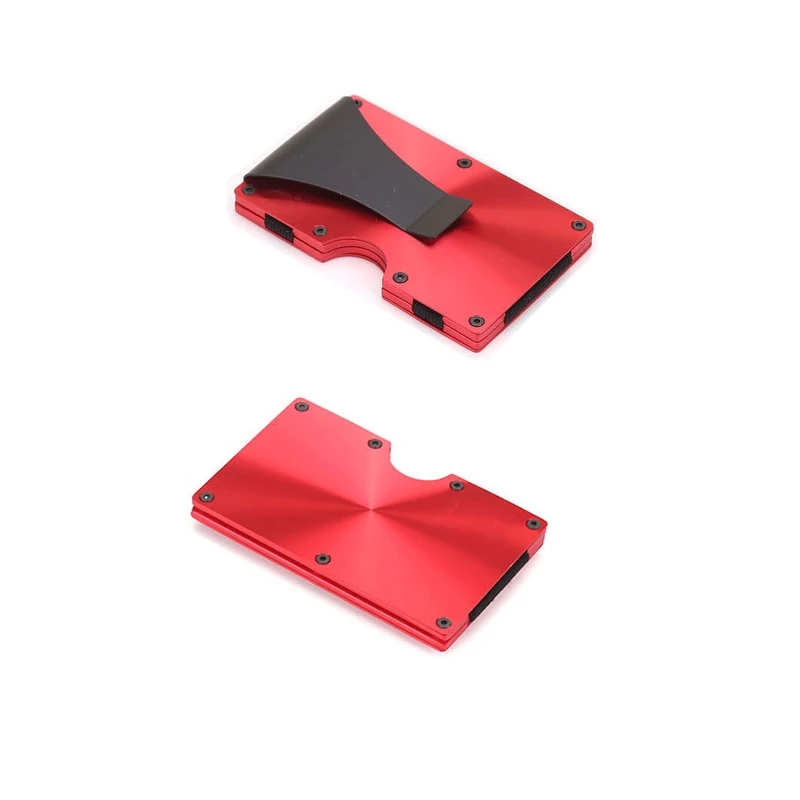 Новинка, алюминиевый мини кошелек с отделением для карт, антимагнитный металлический чехол для мужчин и женщин, для кредитных карт, маленький тонкий кошелек с зажимом для доллара - Цвет: red