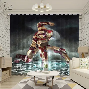 

Hero Iron Man Iron Cartoon Curtains For Living Room Bedroom For Children Ultra-thin Micro Shading Decoration Window Spiderman