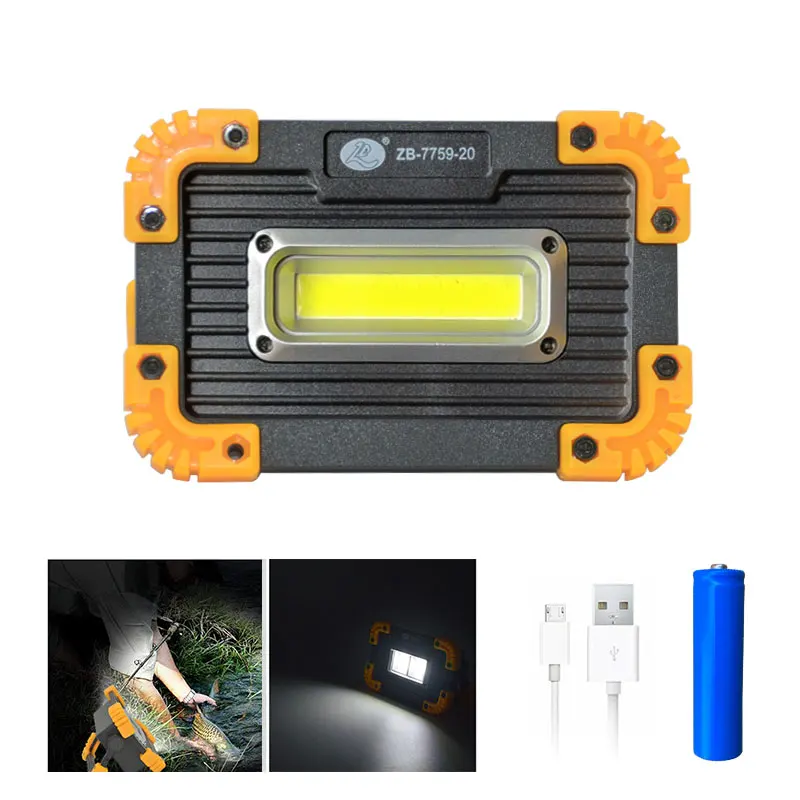 outdoor spot lights led LED Flood Light 10W Worklight Projector Reflector LED COB Work Light Spotlight Outdoor Camping Emergency Light+18650+USB Cable garden flood lights Floodlights