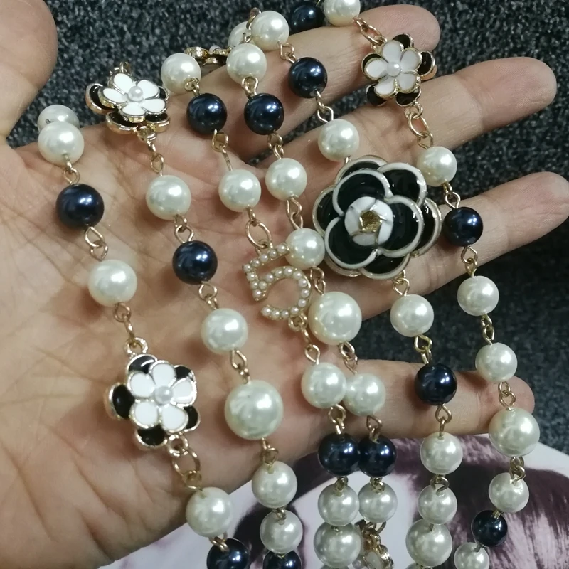 Skup Mimiyagu luksusowe kolorowe perłowe wisiorek kamelia sweter naszyjnik łańcuch dla kobiet