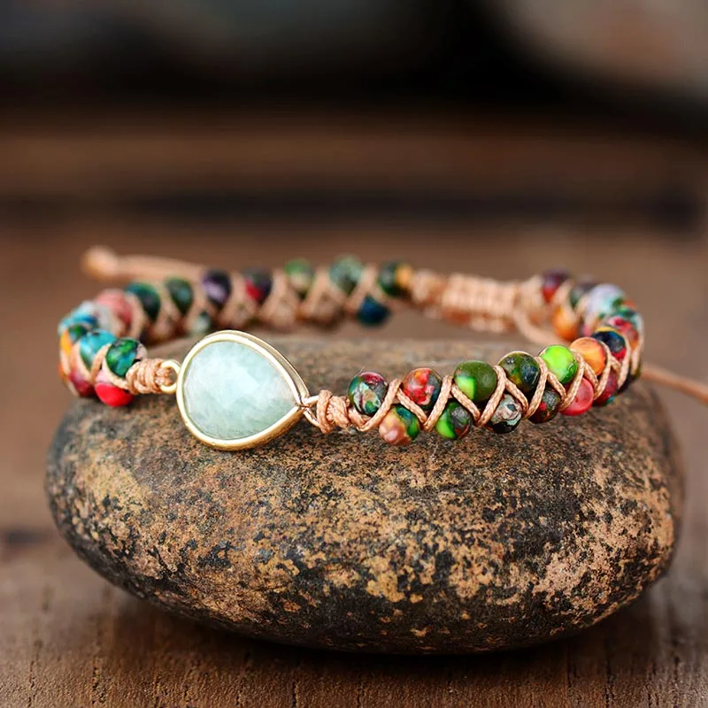 Stone Charm Bracelets Japser String Braided Strand Bracelets Yoga Friendship Lover Wrap Bracelet Homme Jewelry Wholesale - Image 4